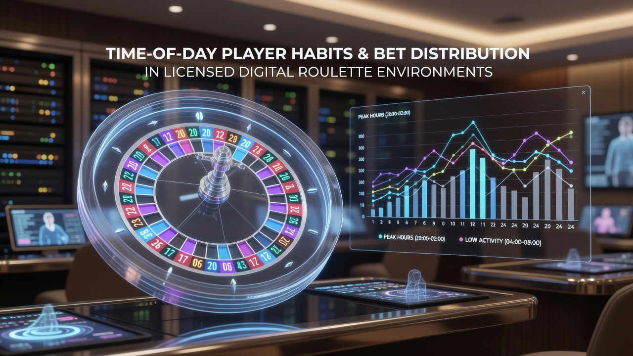 Grafiek die inzetpatronen per tijdstip toont in digitale roulette-omgevingen