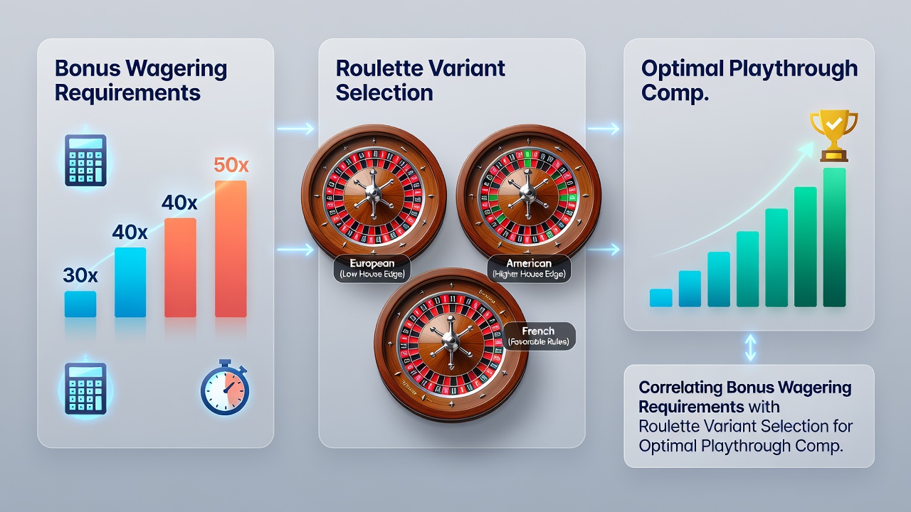 Grafiek met correlatie tussen inzetvereisten en roulette varianten voor playthrough optimalisatie