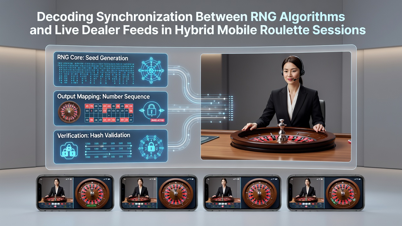Technische weergave van RNG en live dealer synchronisatie in mobiele roulette