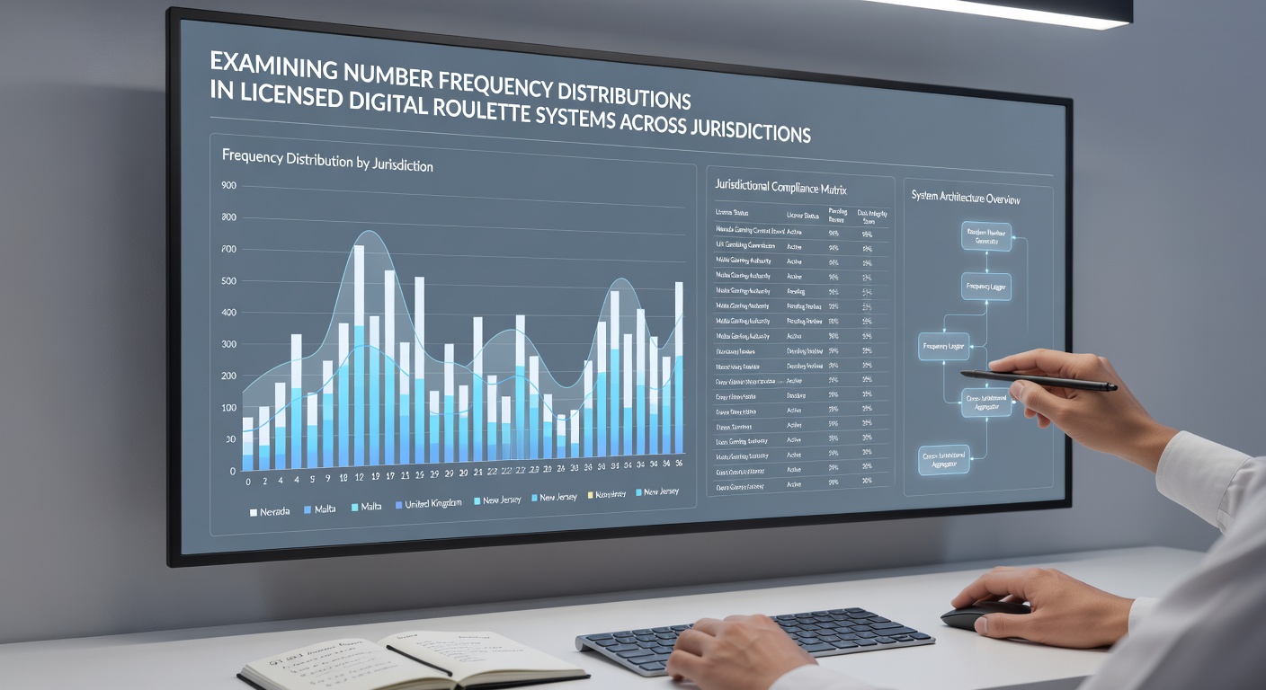 Vergelijkende grafiek van nummerfrequenties in roulette over meerdere jurisdicties met statistische overlays