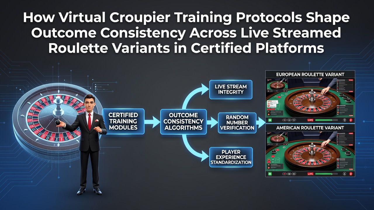 Virtuele croupier tijdens live roulette trainingssessie op gecertificeerd platform