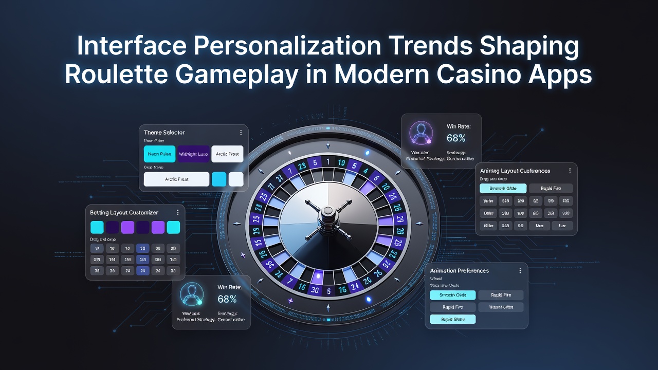 Moderne casino app interface met gepersonaliseerde roulette weergave en aanpasbare elementen