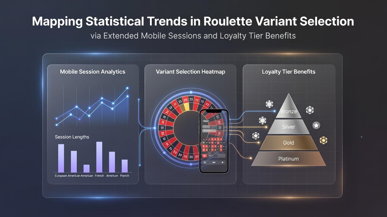 Grafiek die mobiele sessieduur en roulette variantselectie weergeeft in relatie tot loyaliteitsniveaus