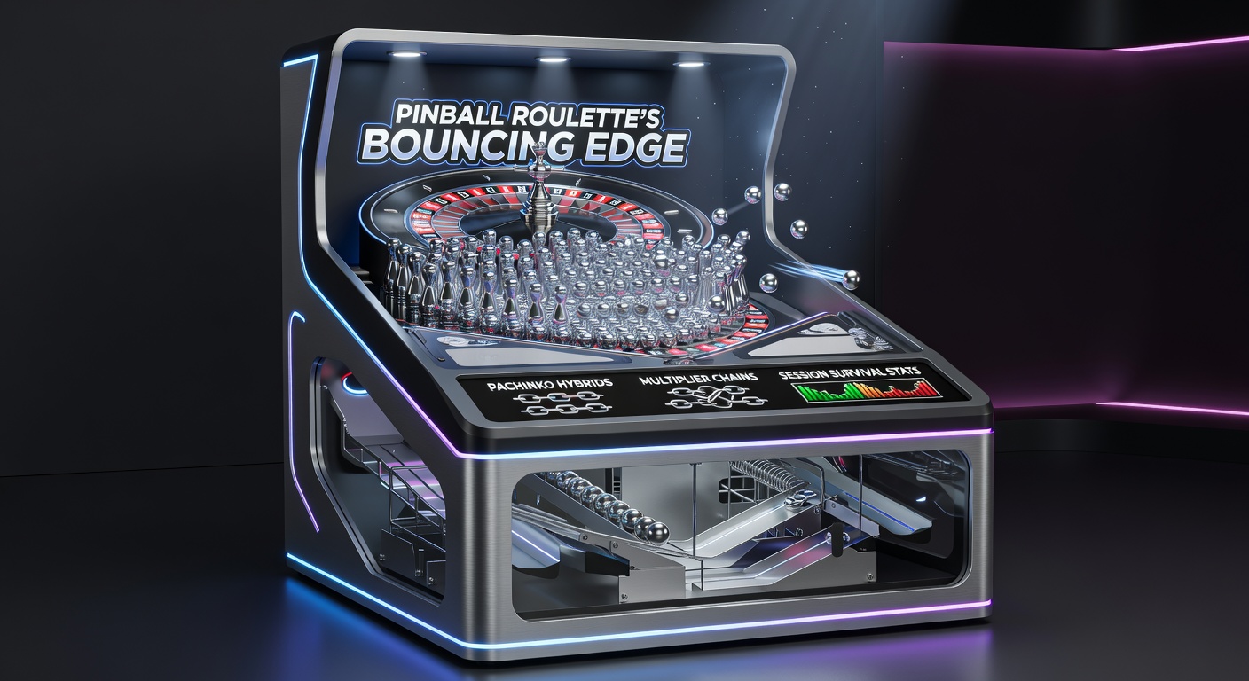 Pinball Roulette in actie met stuiterende balletjes en multipliers die exploderen op het pachinko-veld