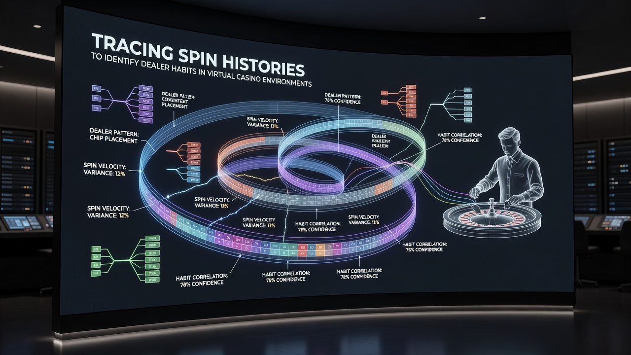 Geavanceerde software interface voor het traceren van spin data en dealer patronen in virtuele roulette